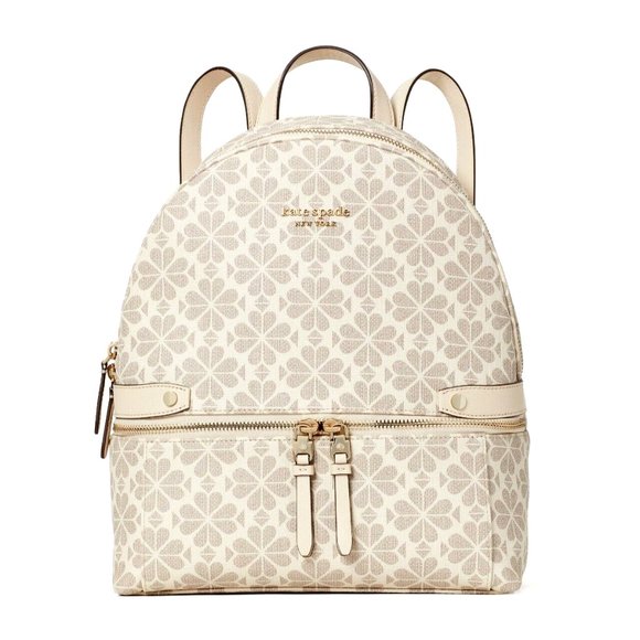New Kate Spade Spade Flower Coated Canvas Medium Backpack Parchment Multi - Picture 1 of 5